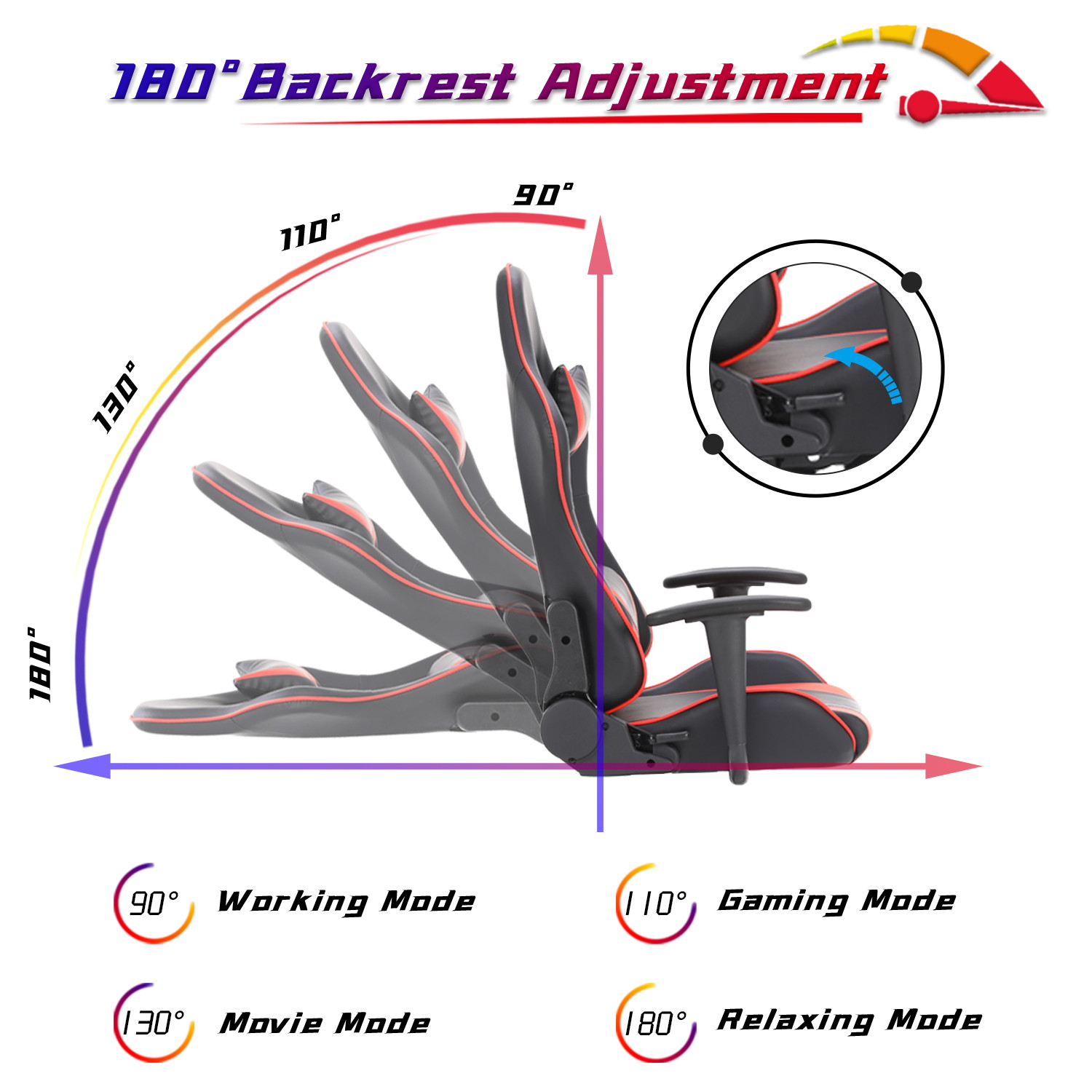 Racing Style Ergonomic Computer Gaming Chair Massage Chair with High-Back Swivel PU Leather, Seat Height Adjustable, and Lumbar & Head Support