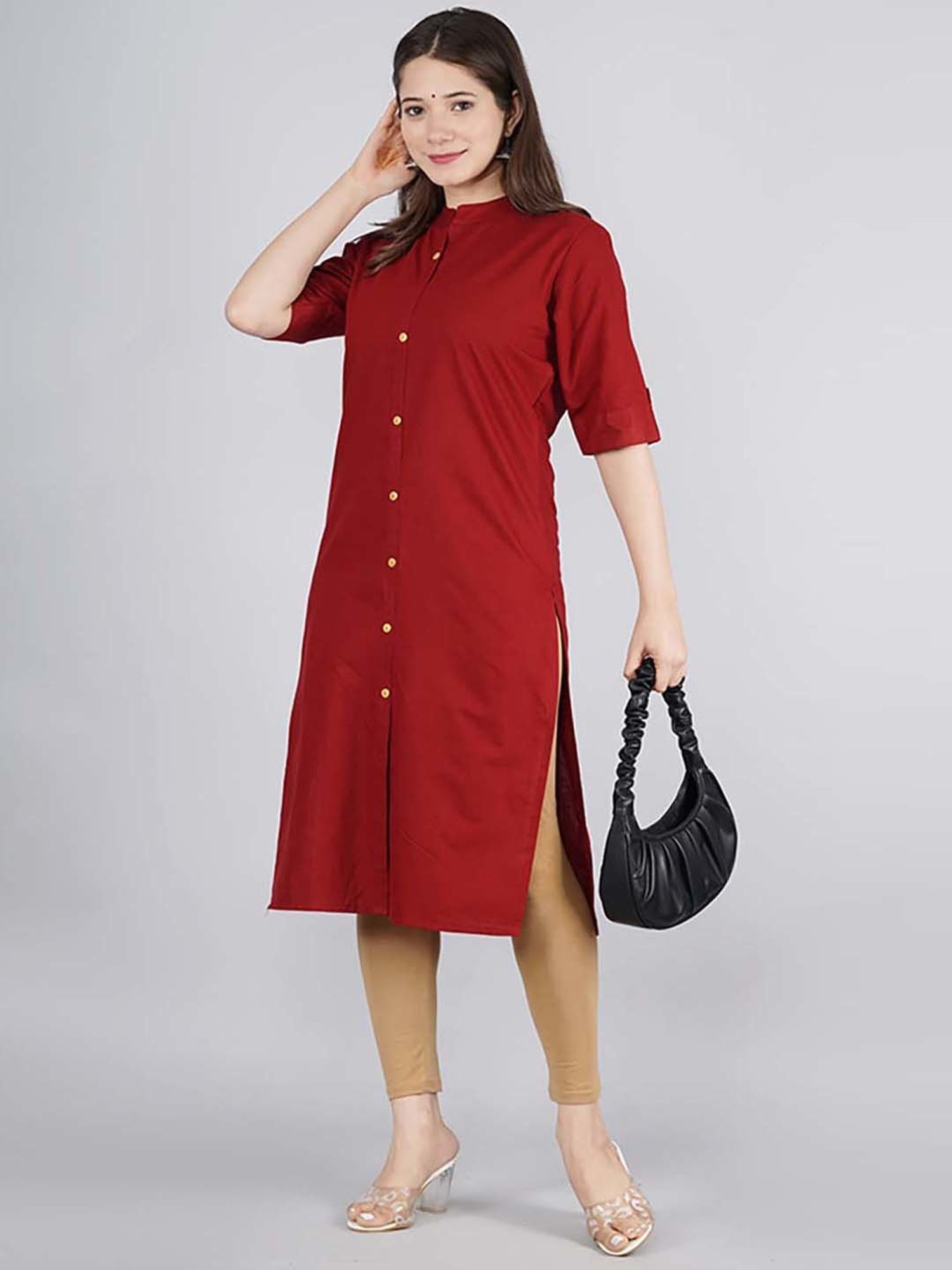 Fusion Beats Light Grey Embroidered A Line Kurta