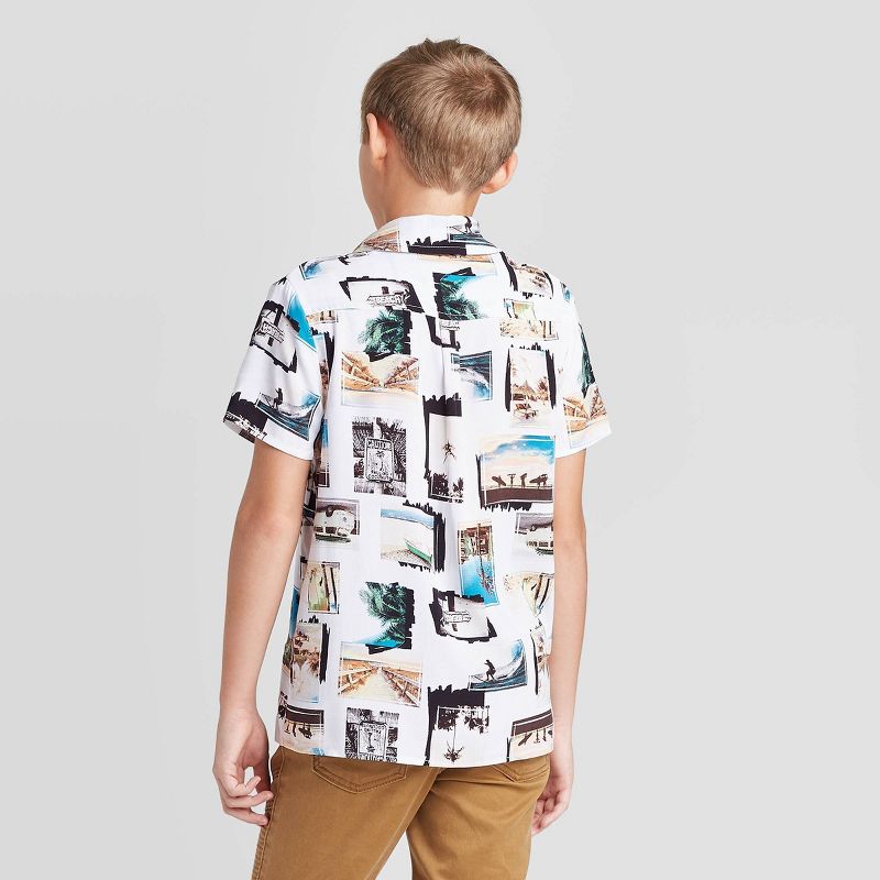 Boys' Tropical Short Sleeve Button-Down T-Shirt - art class™ White S