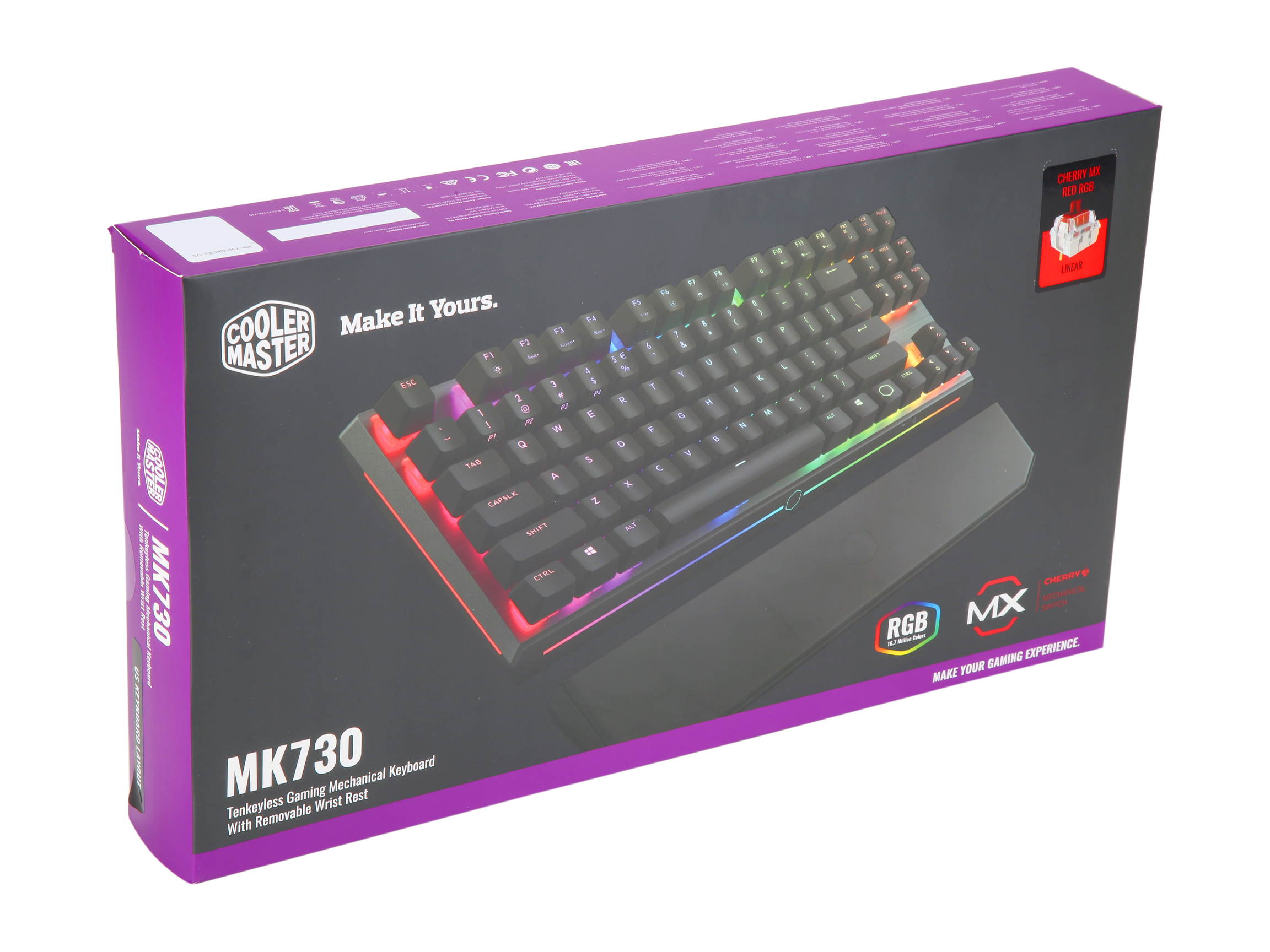 MasterKeys MK750 Mechanical Gaming Keyboard with Cherry MX Blue, RGB Per-Key lighting, and Removable Wrist Rest by Cooler Master