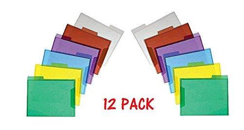 1InTheOffice Translucent Poly File Folders, Assorted, 12/Pack