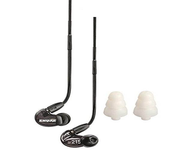 Shure SE215 Sound Isolating Earphones Black with Triple Flange Sleeves (3 Pairs)