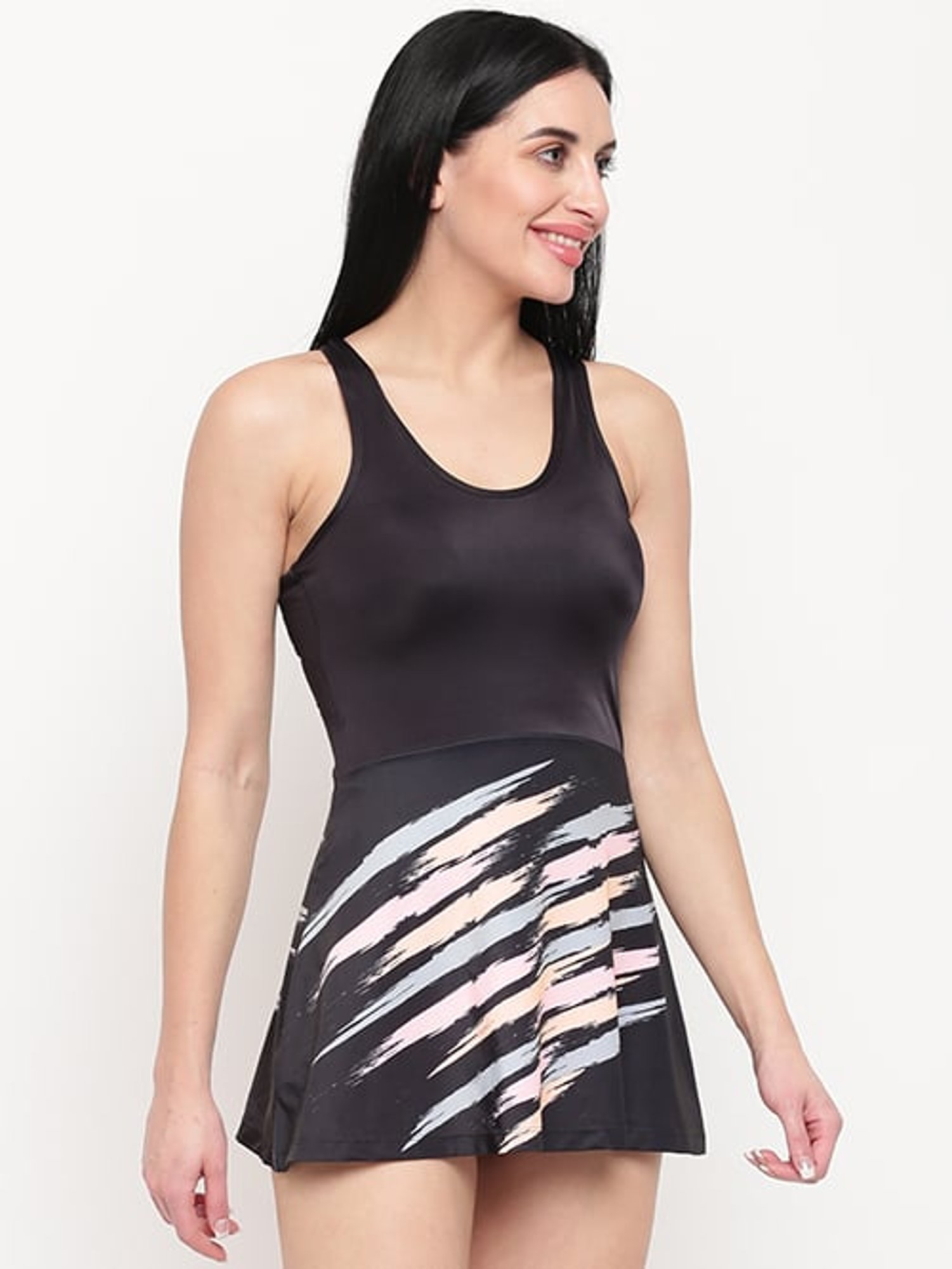 IO Black Printed Swimdress