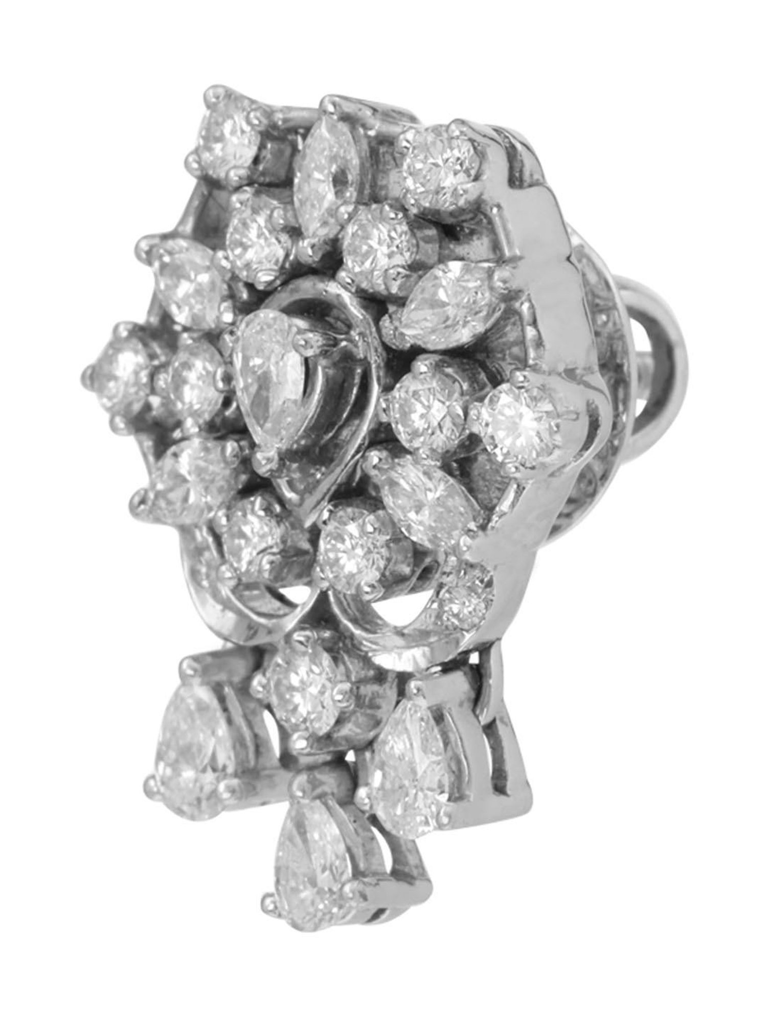 CKC 18k Gold & Diamond Earrings with White Rhodium Polish for Women