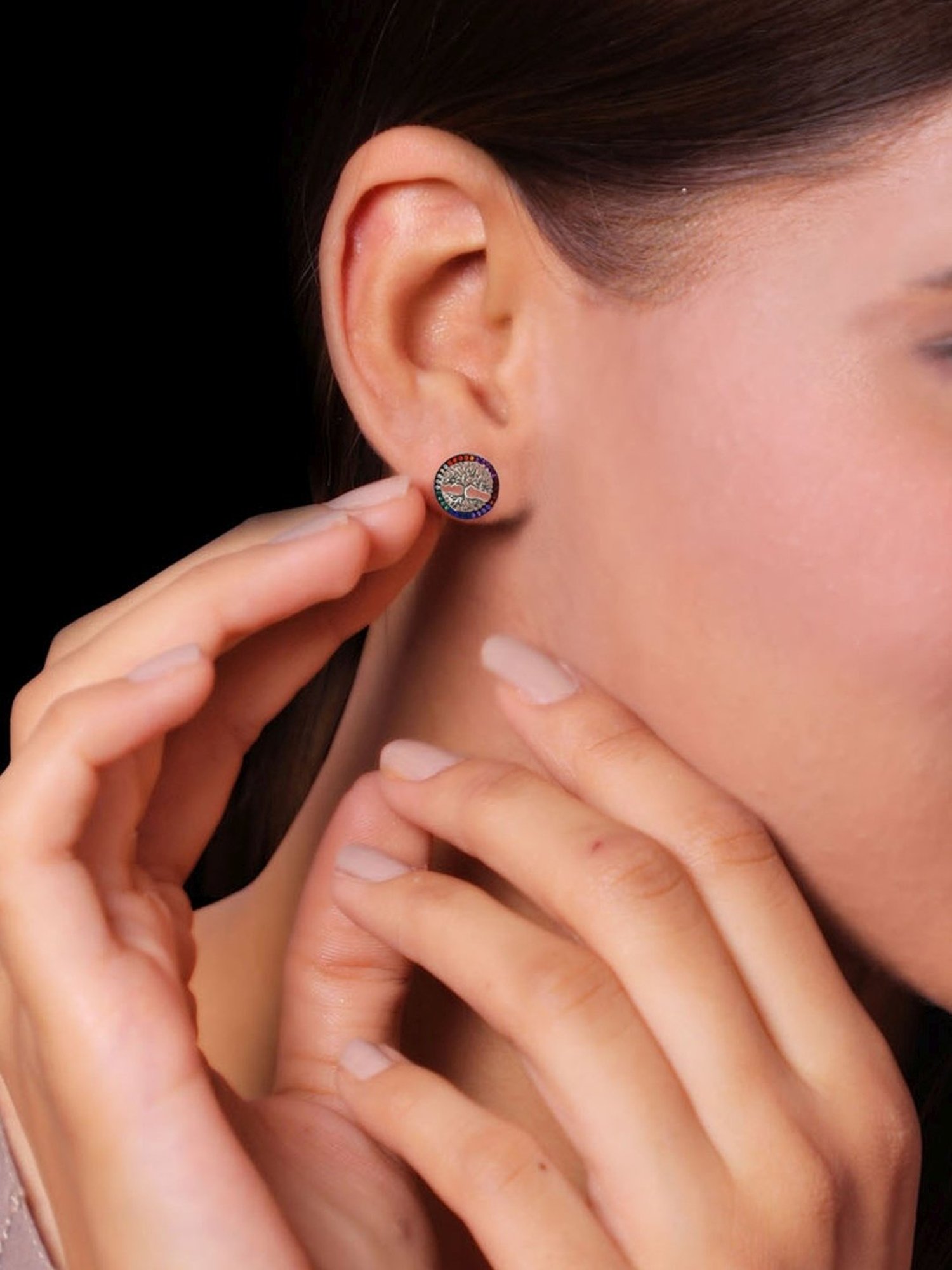 GIVA 92.5 Sterling Silver Rainbow Tree of Life Earrings for Women