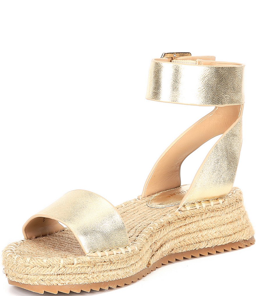 Antonio Melani Fosterr Leather Ankle Strap Espadrille Wedges