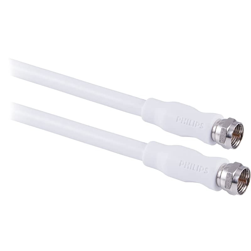 RG6 Dual Shield Coaxial Cable, 50 ft. Ideal for TV Antenna DVR VCR Satellite Cable, F-Type Connectors, 3Ghz Digital, White, SWV2176H/37