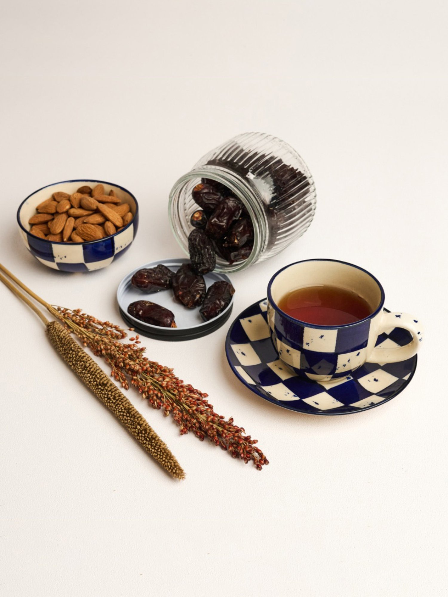 BlackCarrot Blue & White Cup & Saucer Set of 2