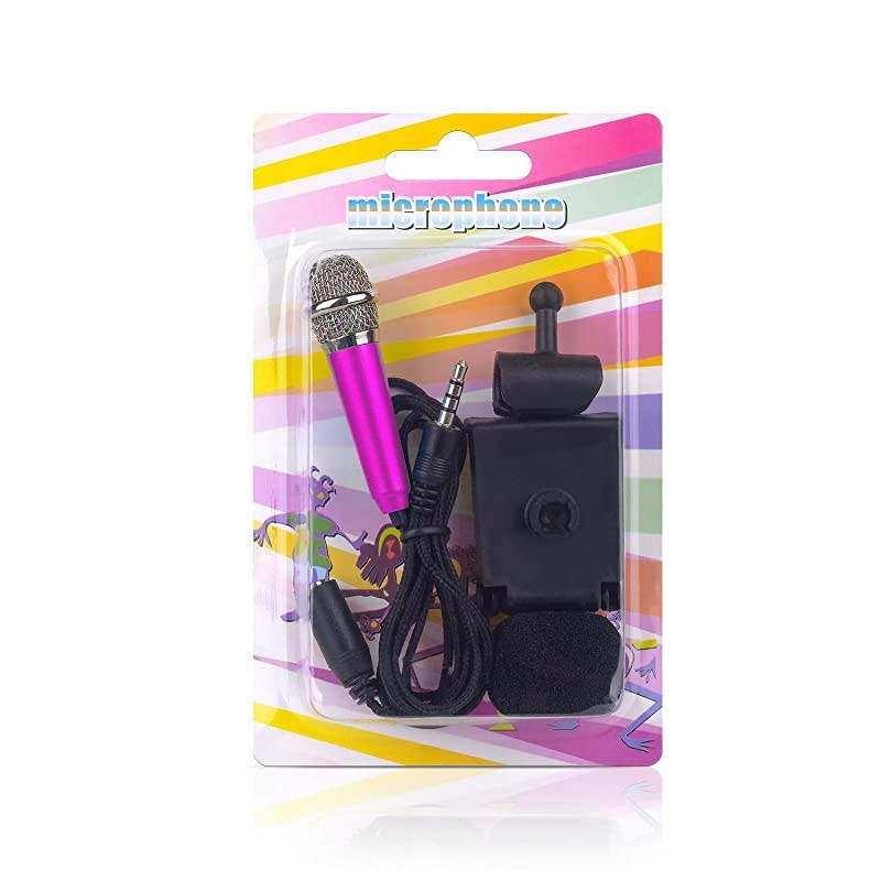 Mini Portable Vocal/Instrument Microphone For Mobile phone laptop Notebook Apple iPhone Sumsung Android With Holder Clip - Rose Red