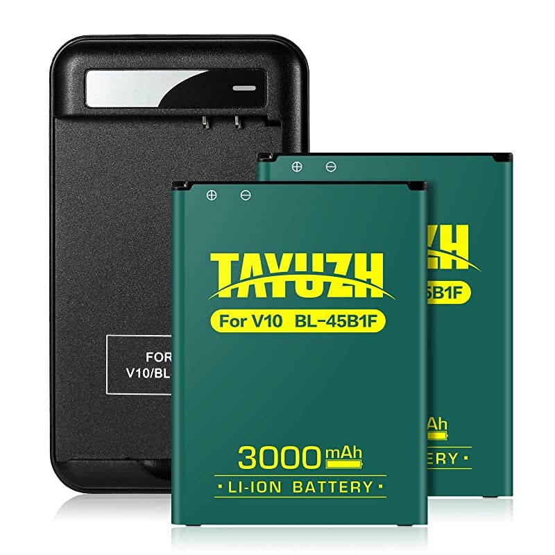 LG V10 Battery,  2X 3000mAh Replacement LG BL-45B1F Li-ion Battery with Charger for LG V10 H900 H901 H960A VS990 LS992 | LG V10 Spare Battery Kit