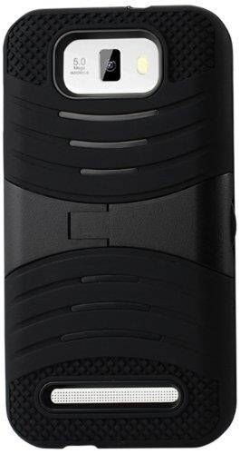 Reiko Silicon Case and Protector Cover with New Kickstand for BLU Studio 5.5 D610A, D610I - Retail Packaging - Black