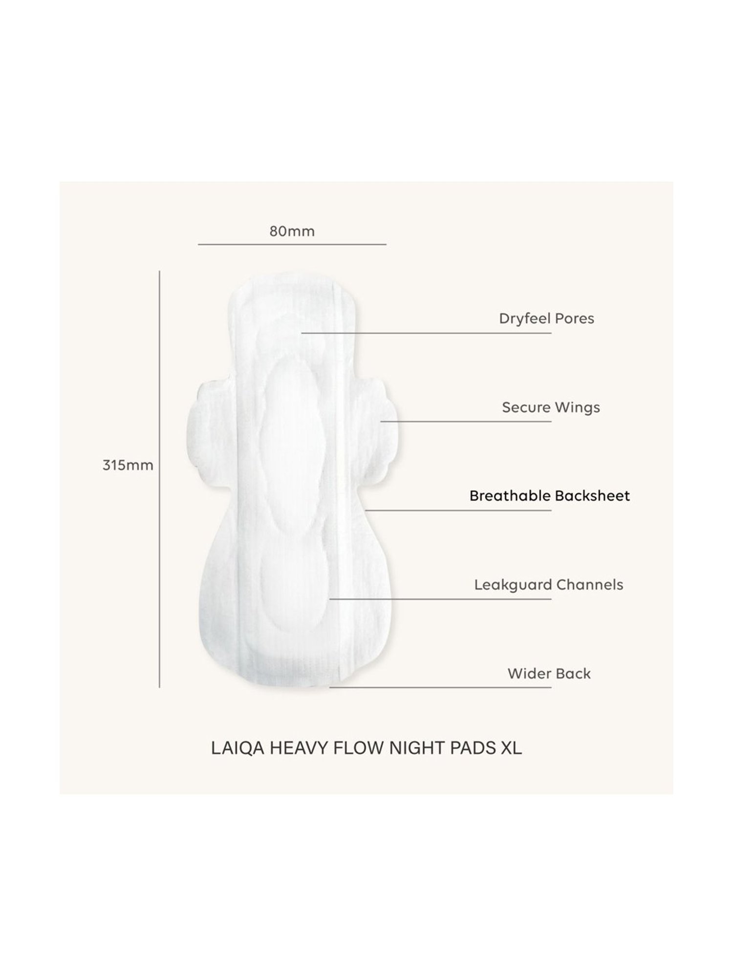 LAIQA Heavy Flow Xtra Large Night Pads (Pack of 2) - 20 Pads