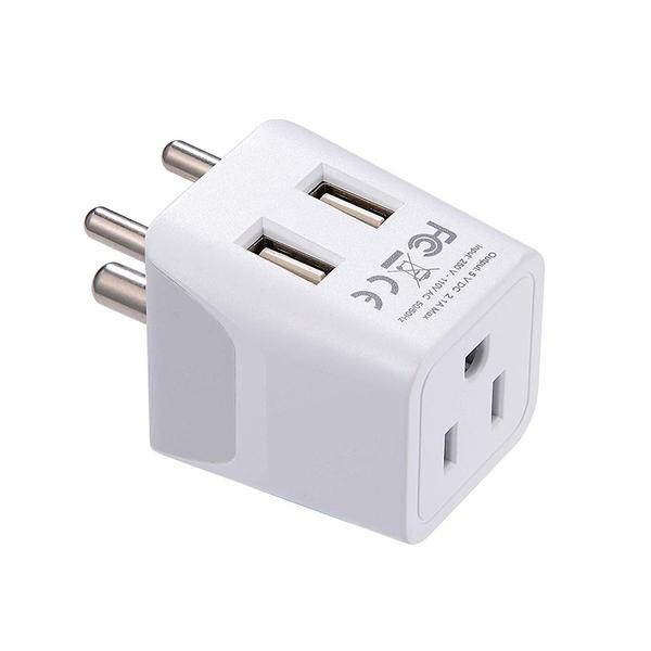 India Travel Adapter Plug Combo - Type C, D | Dual USB - Indian Combo