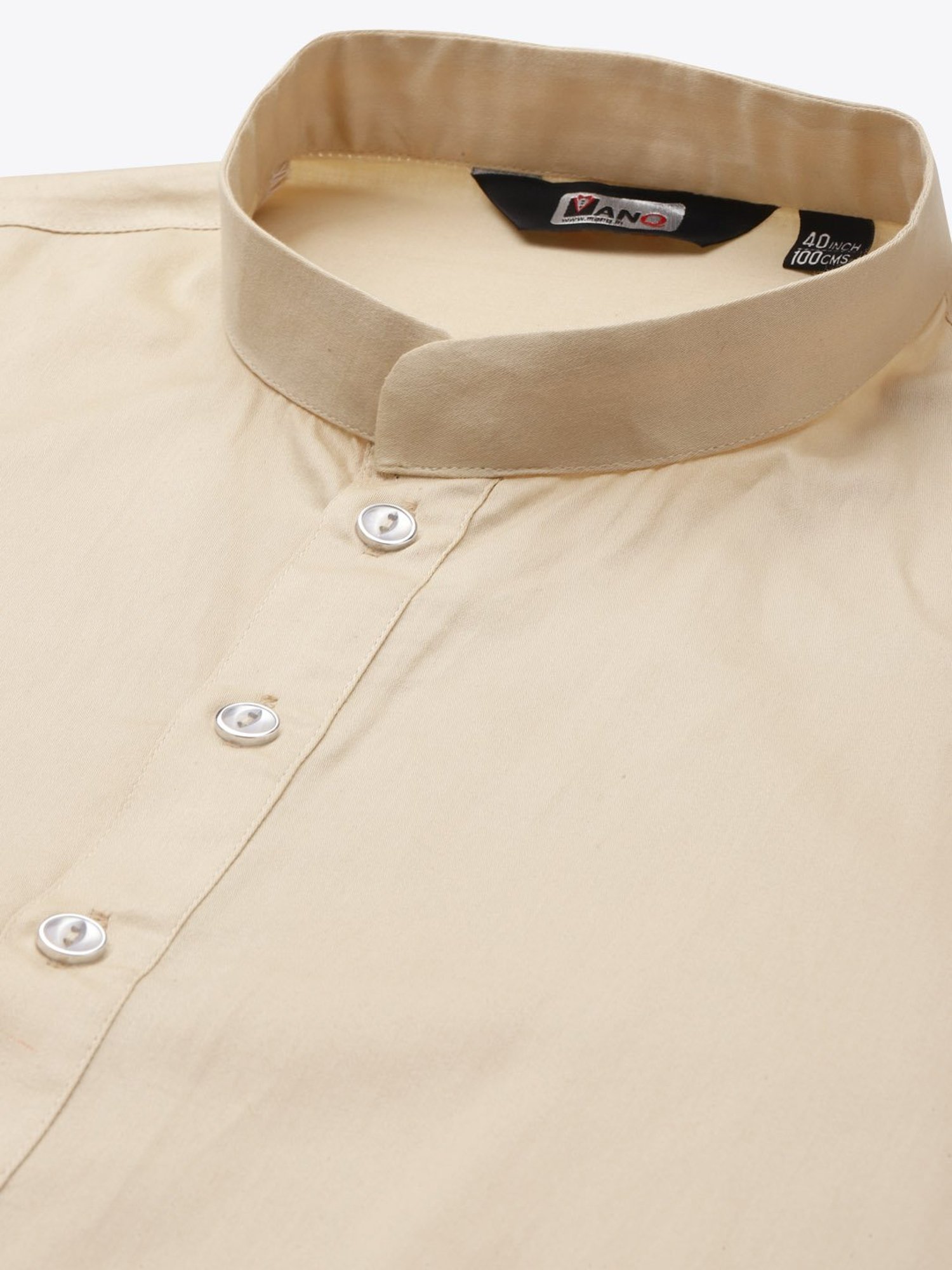 ManQ Beige Regular Fit Ethnic Wear