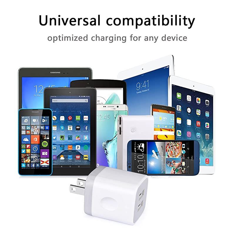 Wall Charger Dual Charger Adapter 3Pack 21A 2Port Cube Power Adapter Wall Charger Plug Charging Block Cube Compatible for iPhone 876 PlusX iPad Samsung Galaxy S5 S6 S7 EdgeLG HTC