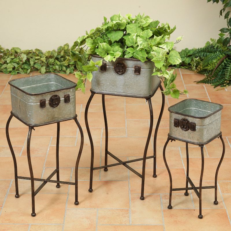 Set of 2 Planters with Stand Gold - CosmoLiving by Cosmopolitan