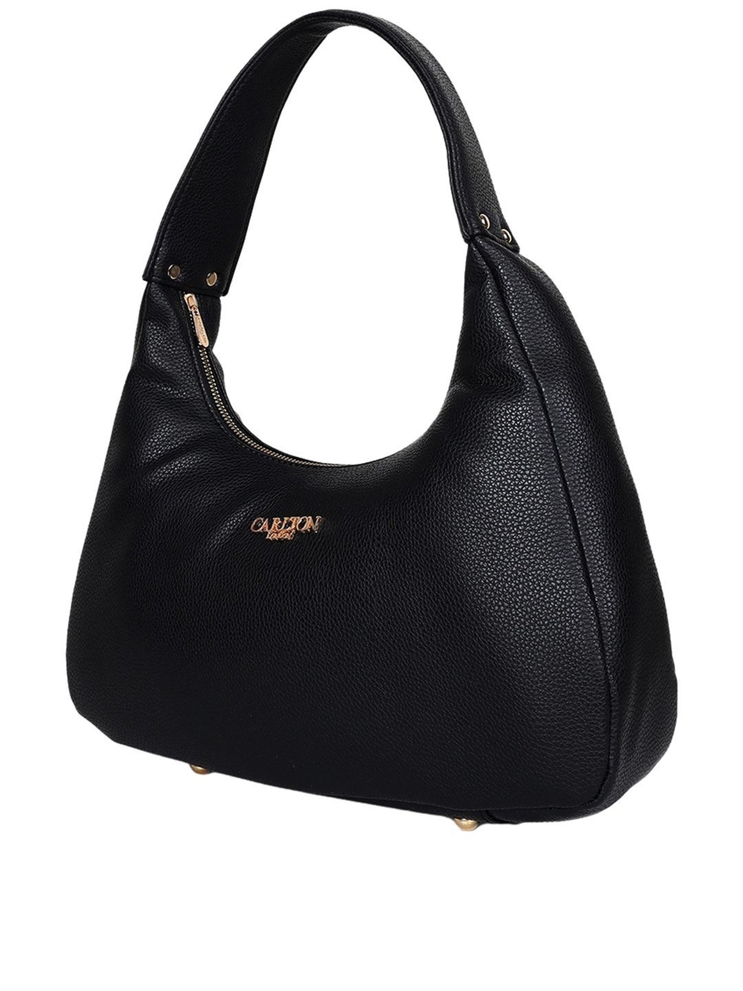 Carlton London Black Textured Large Hobo Handbag