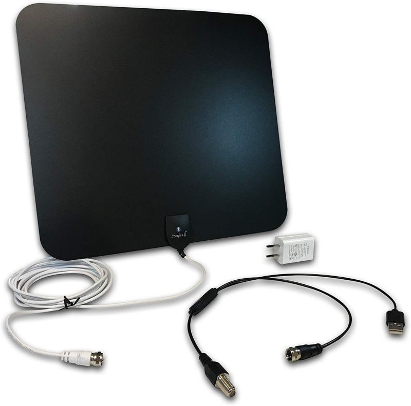 Styles II Super Thin Indoor HD TV Antenna - 50 Mile Range with Detachable Amplifier Signal Booster and 10ft High-Performance Coax Cable - Upgraded Version Better Reception