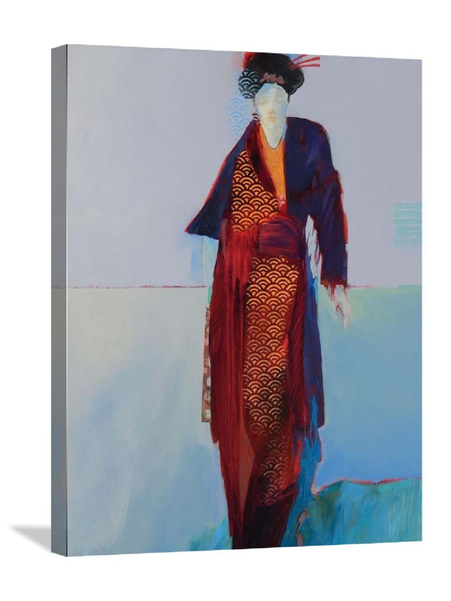 ARTE'VENUE Timeless Moment Orange & Blue Canvas Wall Arts - Set of 2 (10 X 13 inch Each)