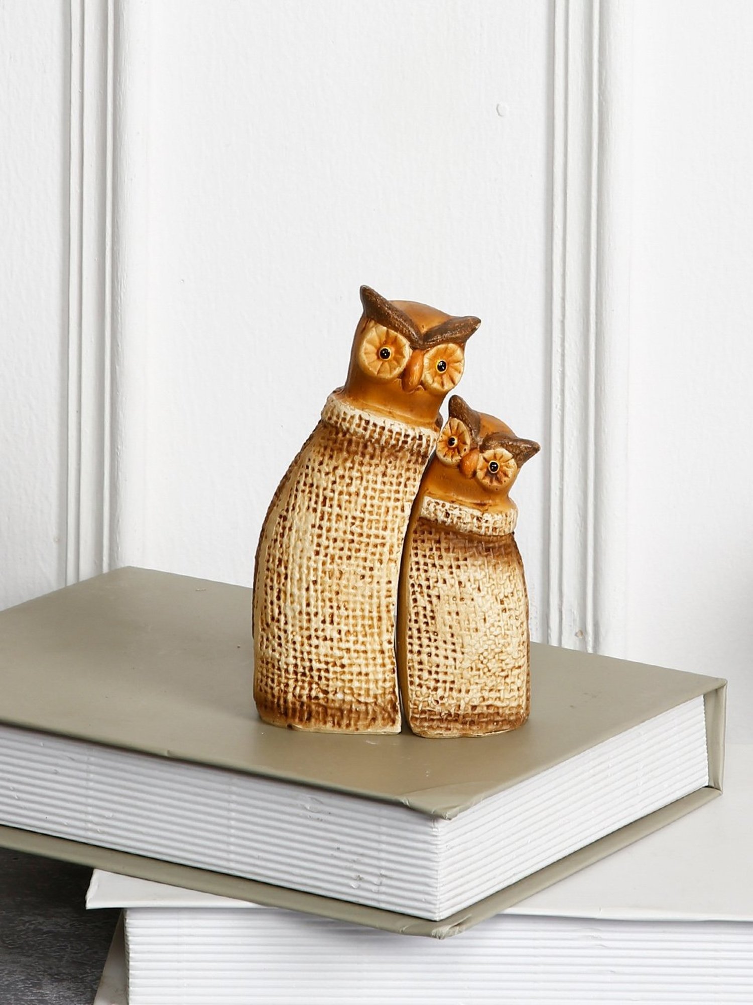 Tayhaa Brown Ceramic Owl Showpices - Set of 2