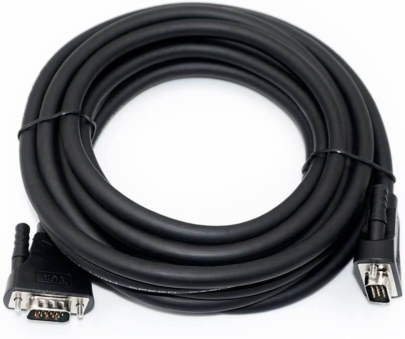 cables direct online 15ft svga + audio monitor cable, male to male 1080p super vga display cord for pc projector laptop tv