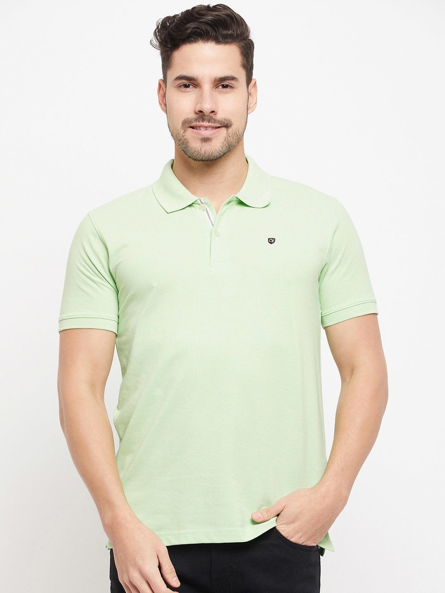Cantabil Light Green Regular Fit Polo T-Shirt