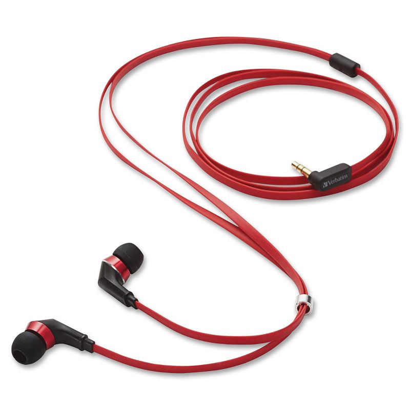Tangle-Free Earphones - Red/Black - Stereo - Red, Black - Mini-phone - Wired - 20 Ohm - 5 Hz 22 kHz - Earbud - Binaural - In-ear - 4.30 ft Cable