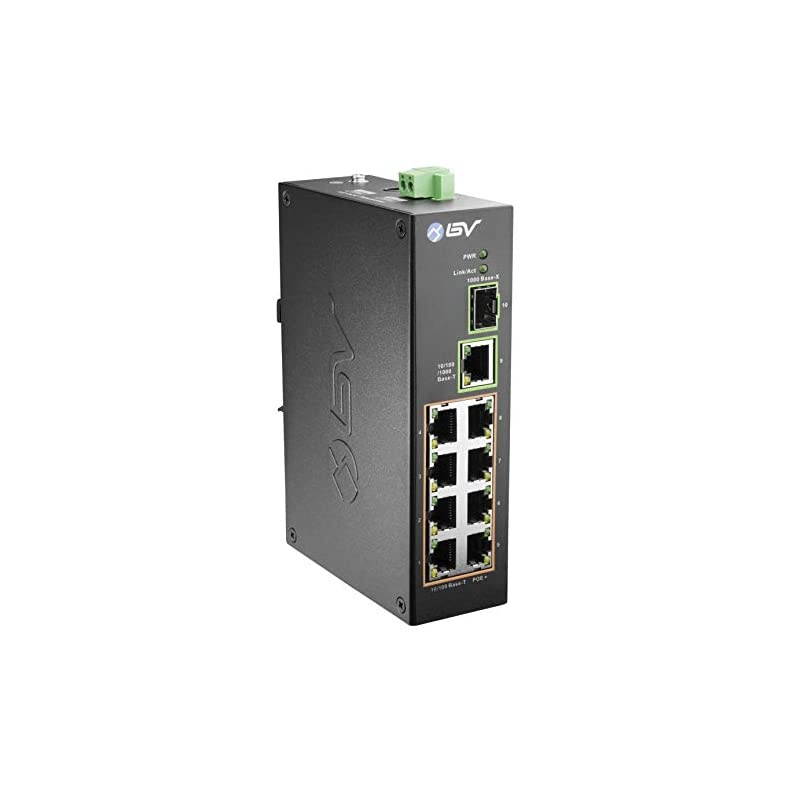 10 Port PoE+ Industrial DIN Rail Switch 8 PoE+ Ports | Gigabit Ethernet SFP Uplink 96W 8023at