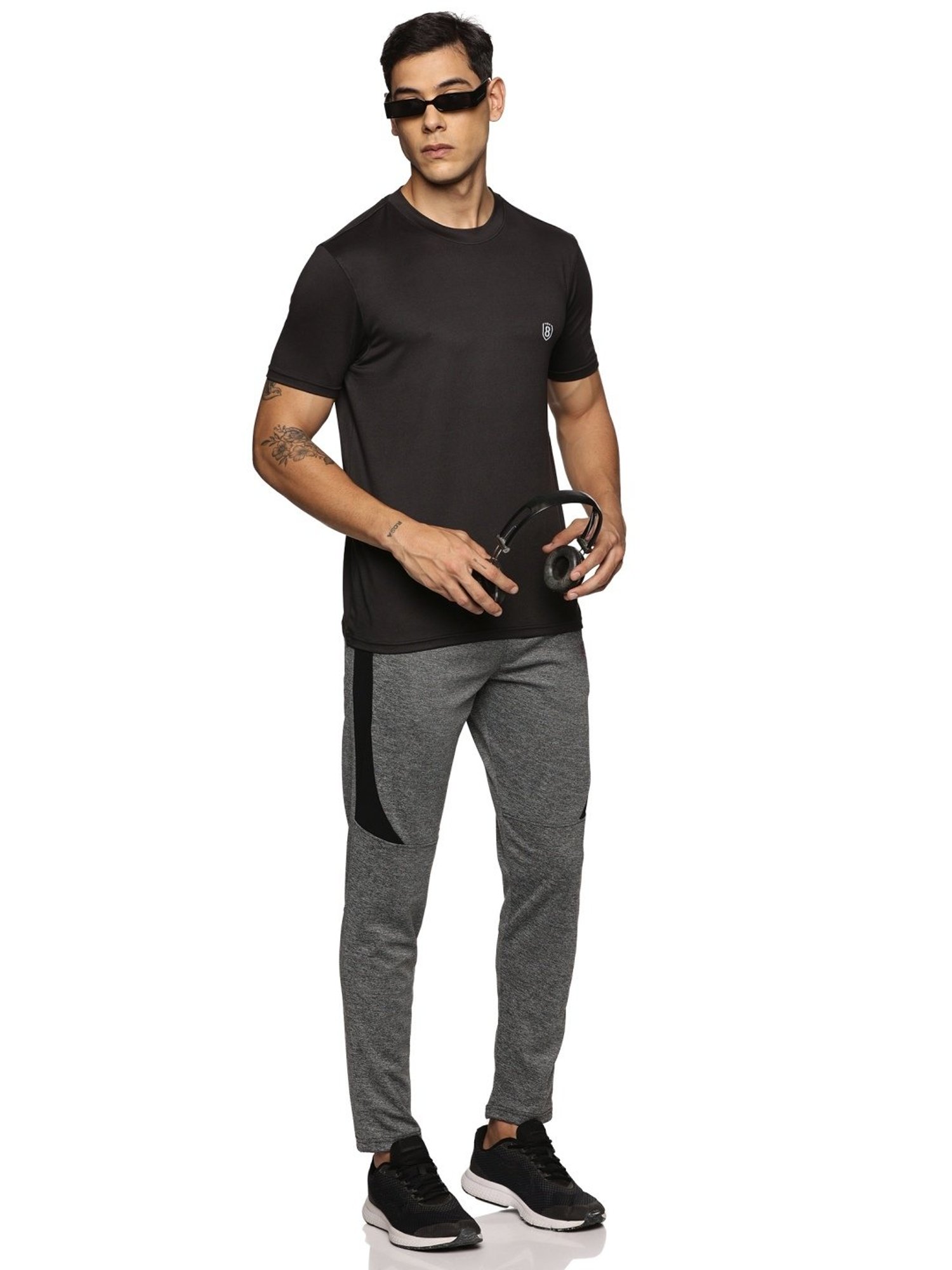 Domin8 Grey Slim Fit Texture Trackpants