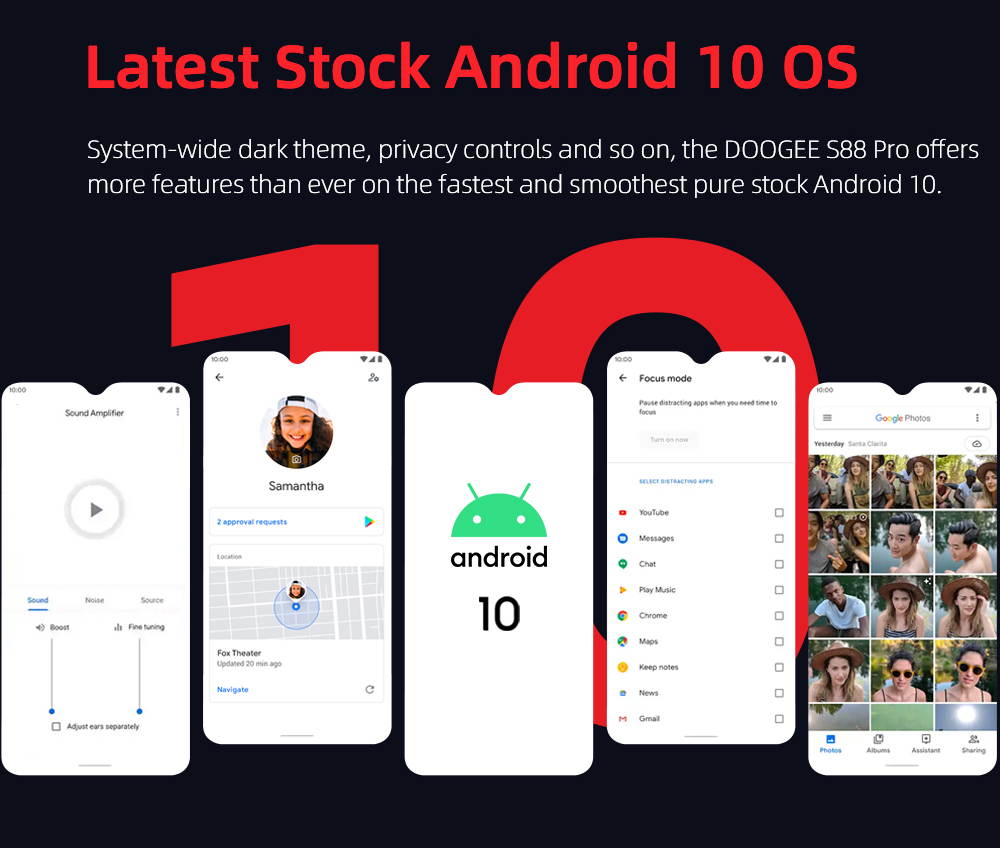 DOOGEE S88 Pro Rugged Phone, 10000mAh,6GB+128GB IP68/IP69K Waterproof Dustproof Shockproof, Triple Back Cameras Fingerprint Identification, 6.3 inch Android 10.0, Wireless Charging