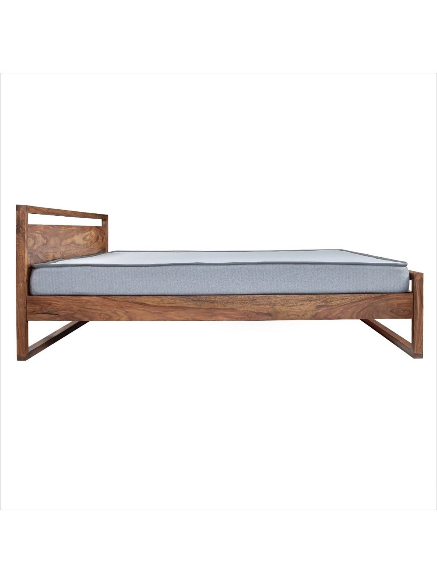 Duroflex Synergy Brown Sheesham Wood King Bed in Stone Finish