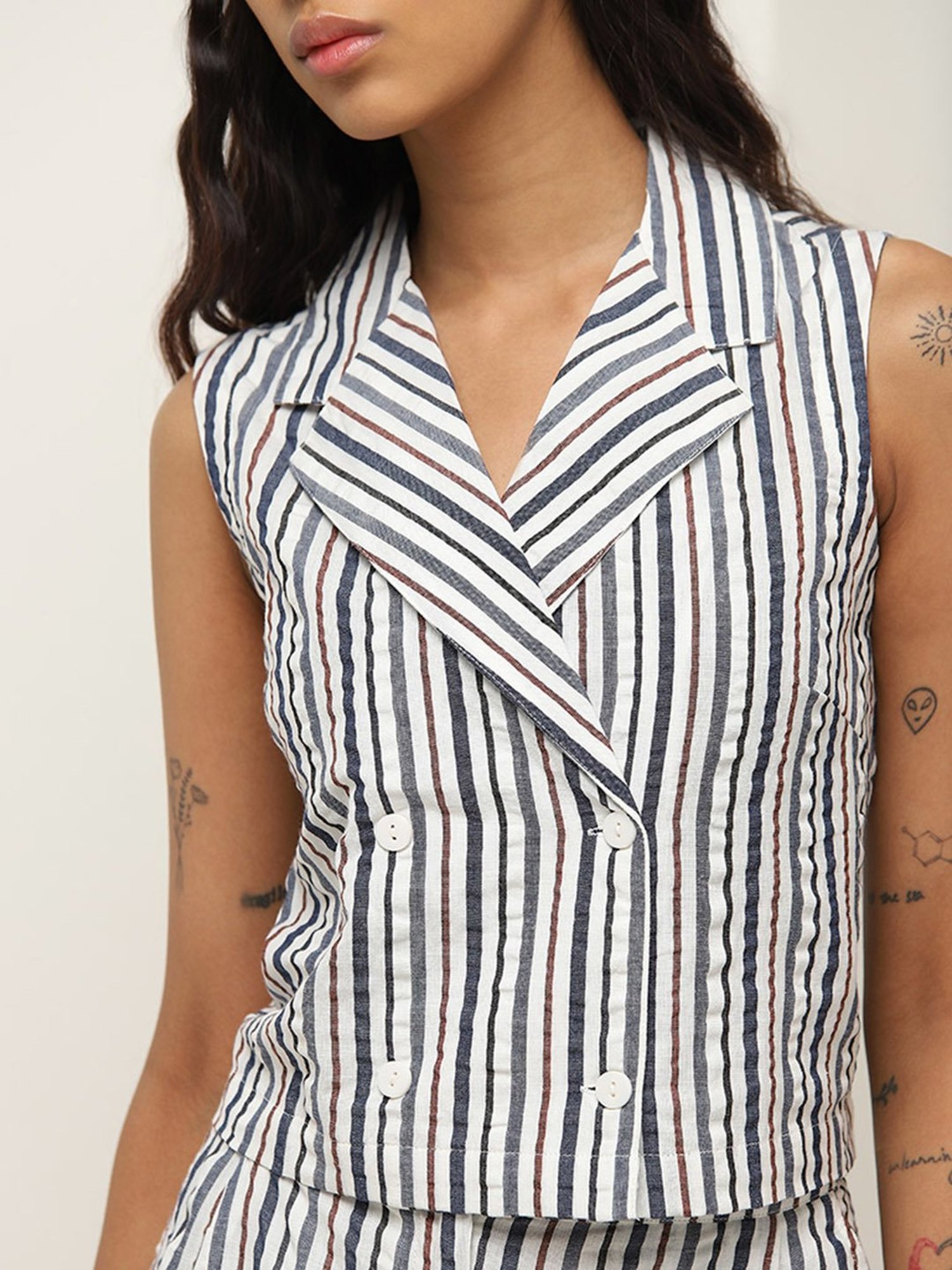 Bombay Paisley by Westside Multicolour Striped Cotton Top