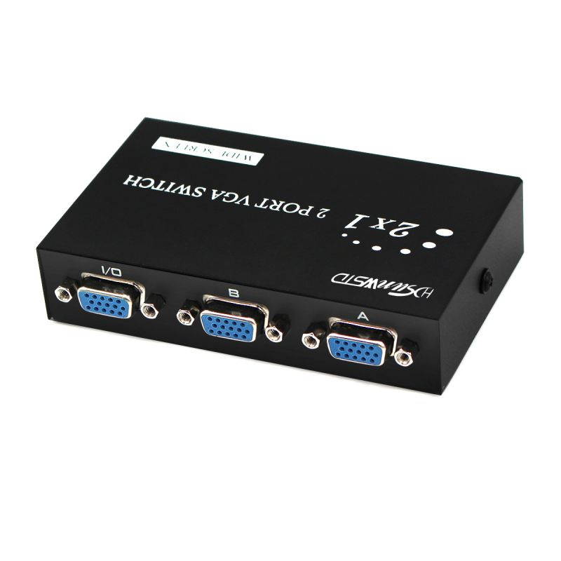 VGA Switch 2 in 1 Out 2 Port VGA Switcher Box VGA Vedio Switch for PC TV Monitor -Black