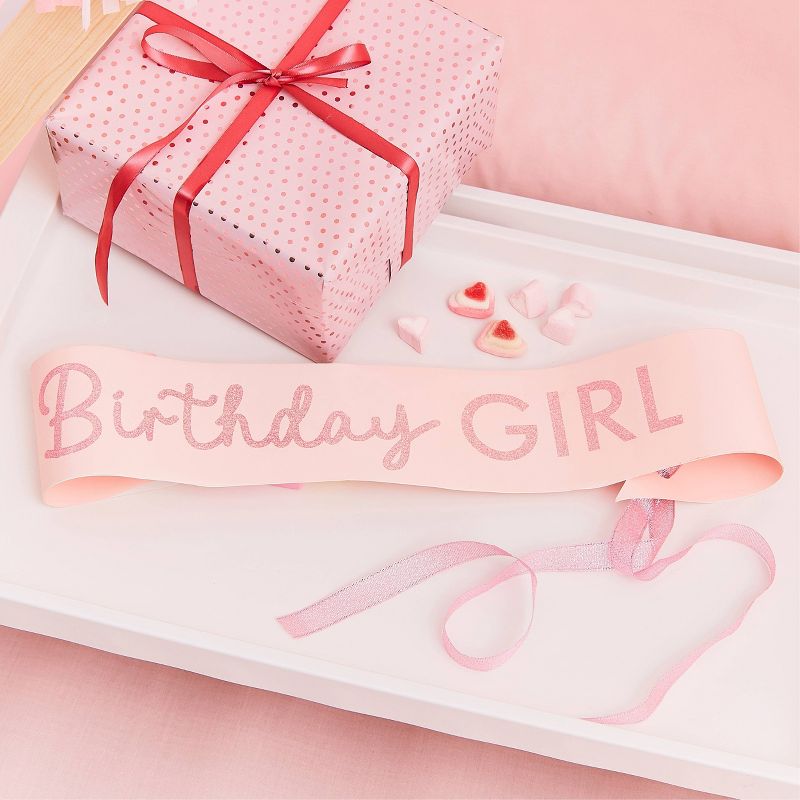 "Birthday Girl" Glitter Sash Peach