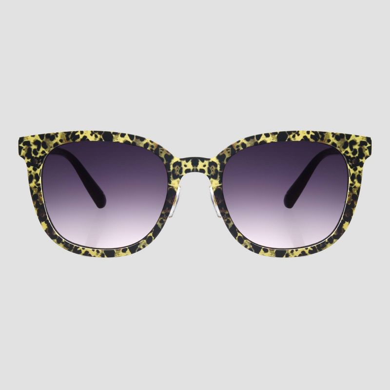 Women's Matte Animal Print Square Sunglasses - A New Day™ Yellow/Black