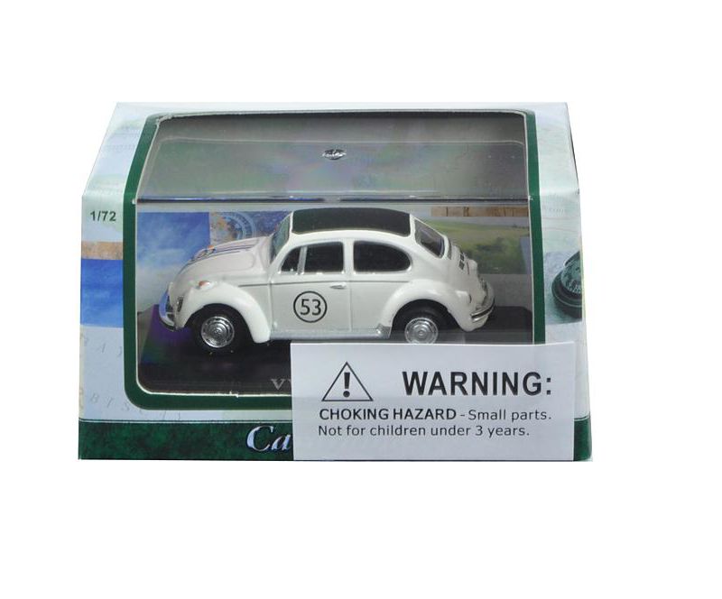Volkswagen Beetle #53 White in Display Case 1/72 Diecast Model Car by Cararama