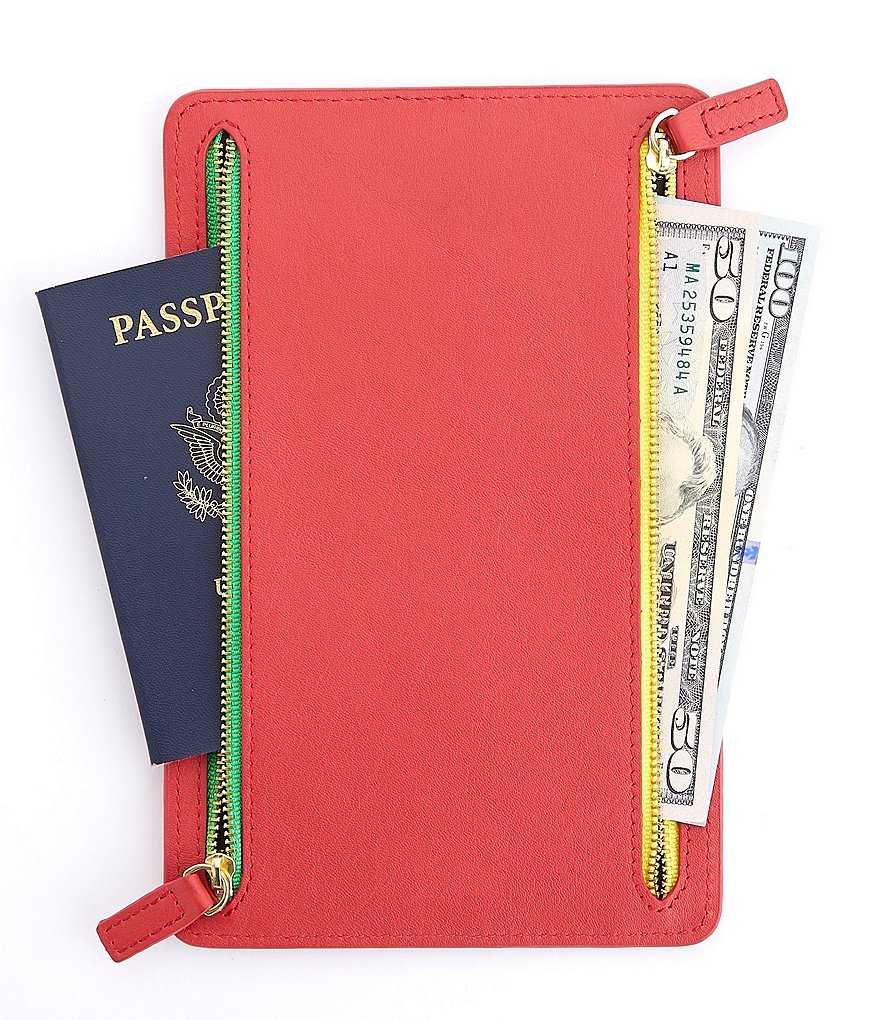 ROYCE New York Leather RFID Blocking Four Zip Organizer Travel Case