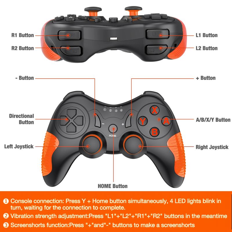 ESYWEN Pro Wireless Controller for Switch/Switch Lite, Wireless Controller Pro Switch with Motion &Dual Motor, Replacement Joysticks for Switch Controller (Orange)