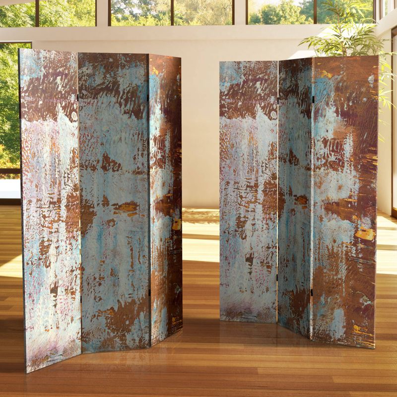 6" Double Sided Rust Canvas Room Divider - Oriental Furniture