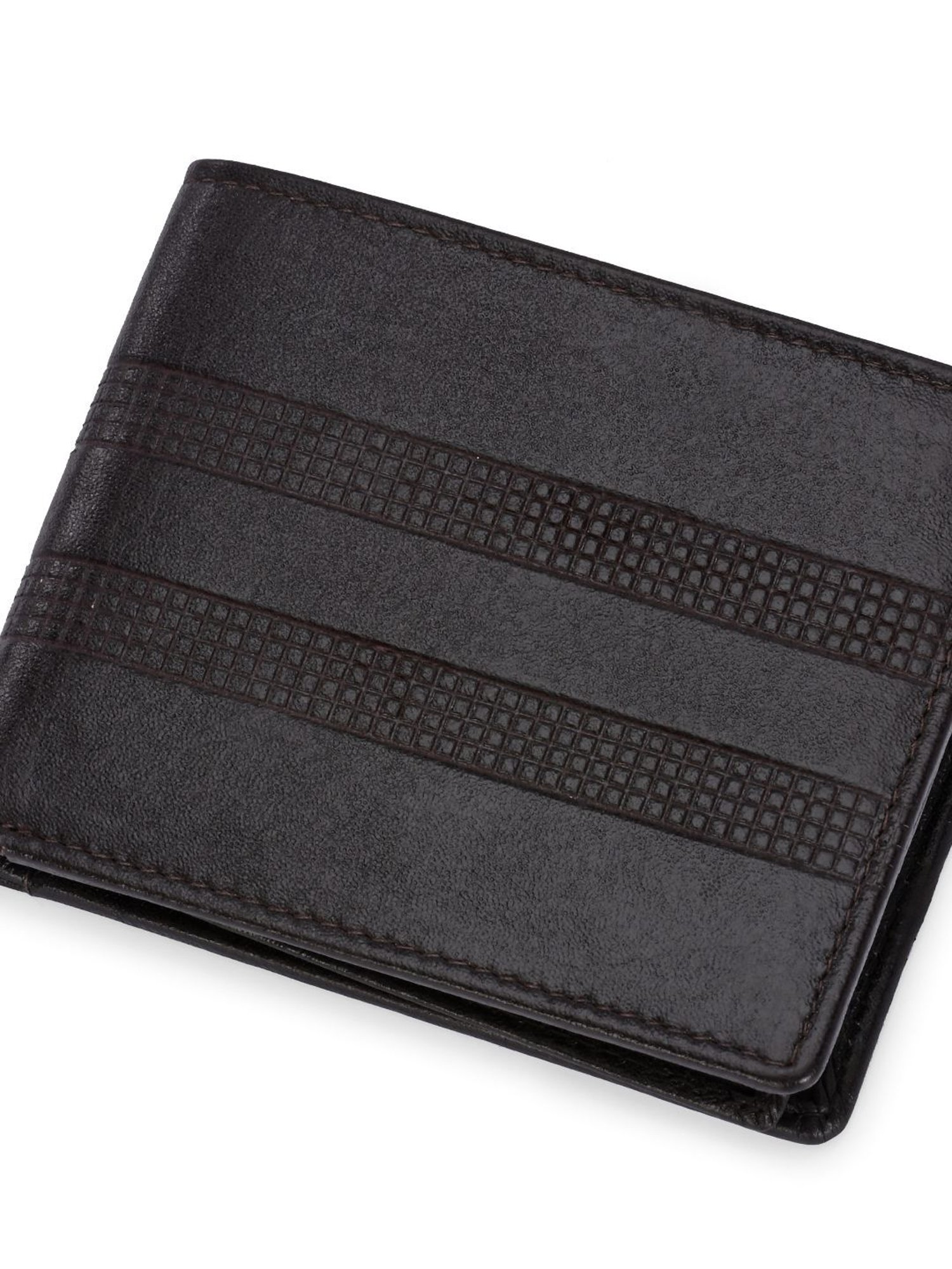 Clog London Brown Textured Leather Small Bi-Fold Wallet for Men