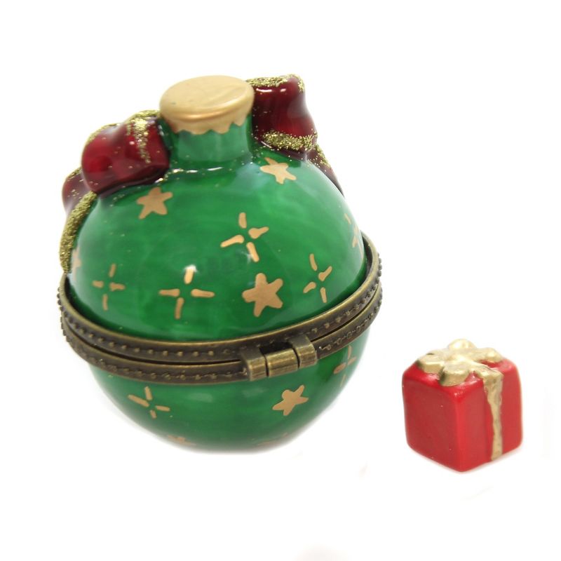 Hinged Trinket Box 2.25" Christmas Ball Present Box  -  Decorative Figurines