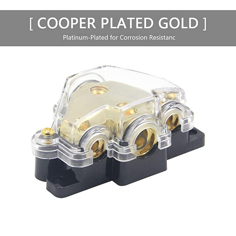 3 Way Power Distribution Block 024 AWG Gauge in 48 Gauge Out Car Audio Stereo Amp Distribution Connecting Block for Audio Splitter 1 in 3 Out