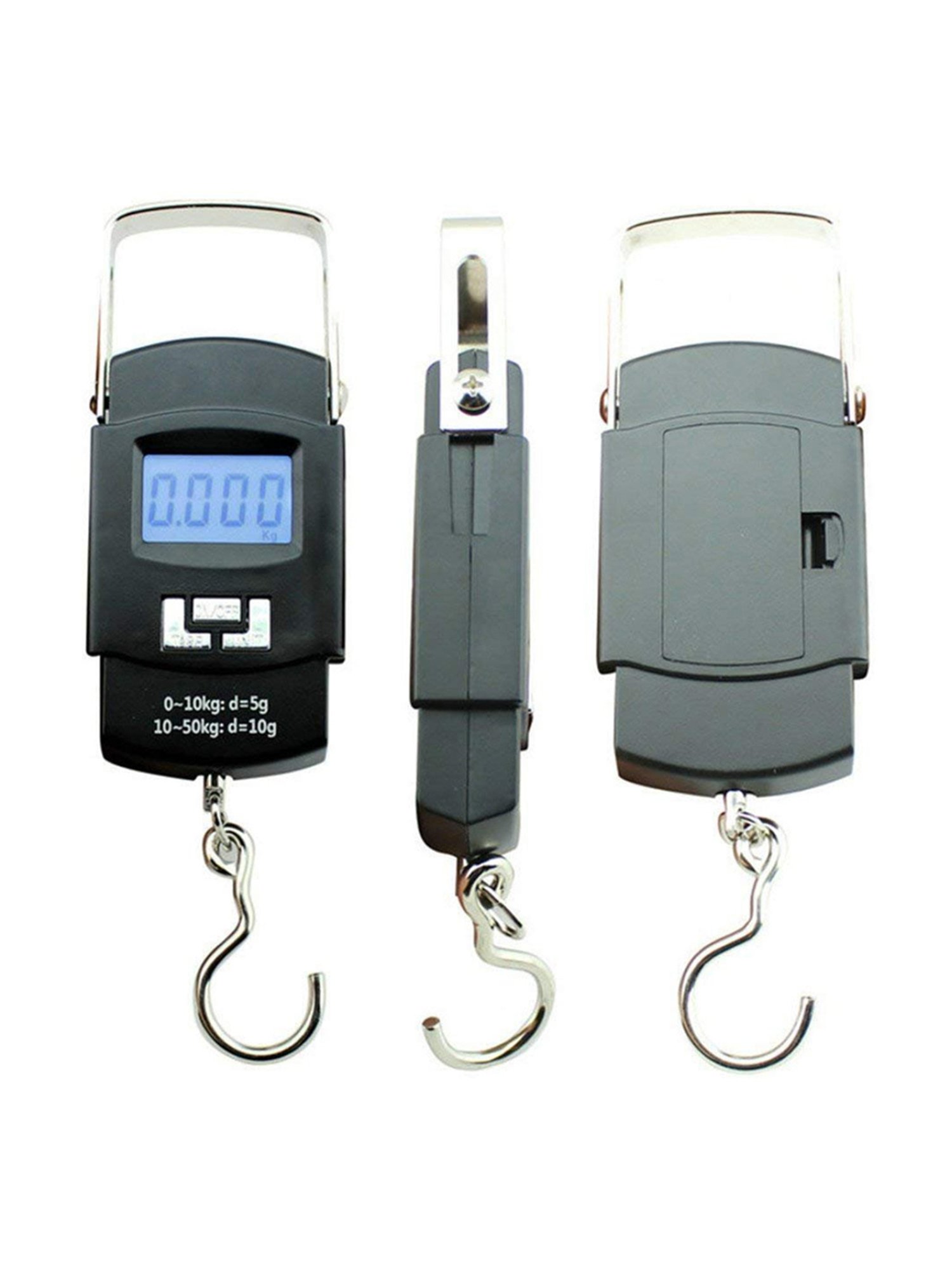 MCP Plastic Digital Hanging 110 lbs x 0.02 lb Portable Travel Luggage Scale, 50 kg x 5 g (Black)