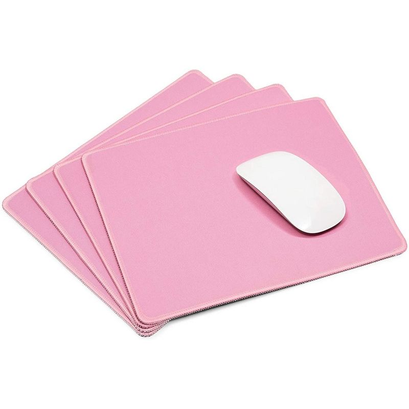 Juvale 4 Pack Computer Mouse Pad Mousepad with Stitched Edges, Pink 11" x 8.7"