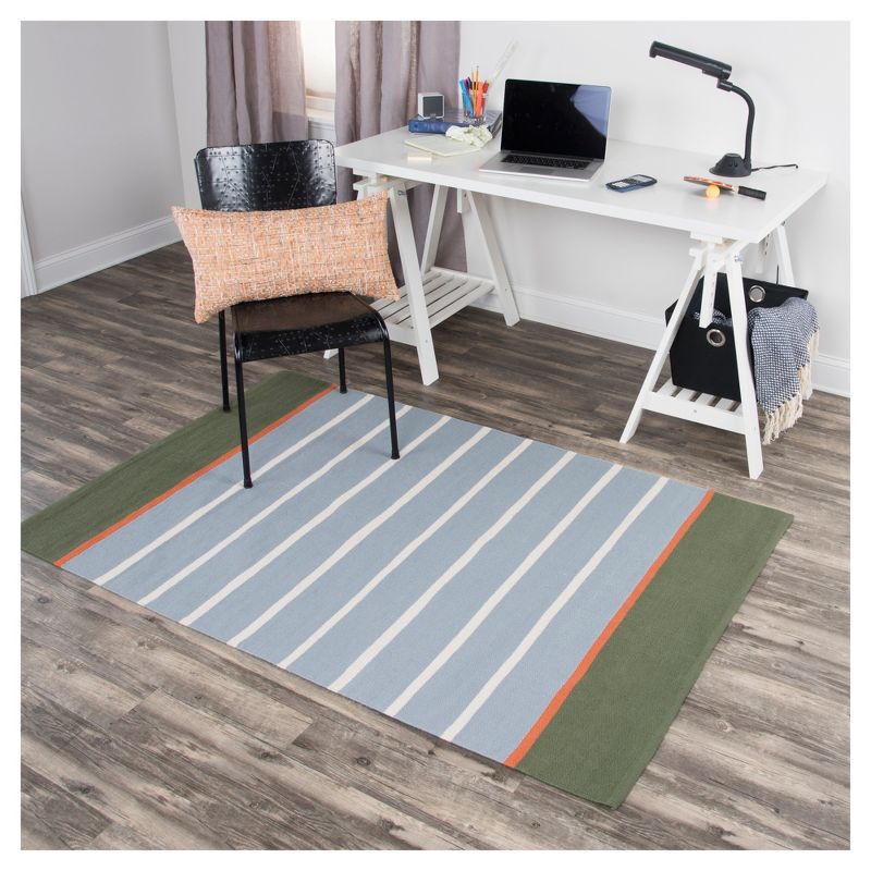 Green Multi Stripe Loomed Area Rug 4'X6' - Rizzy Home