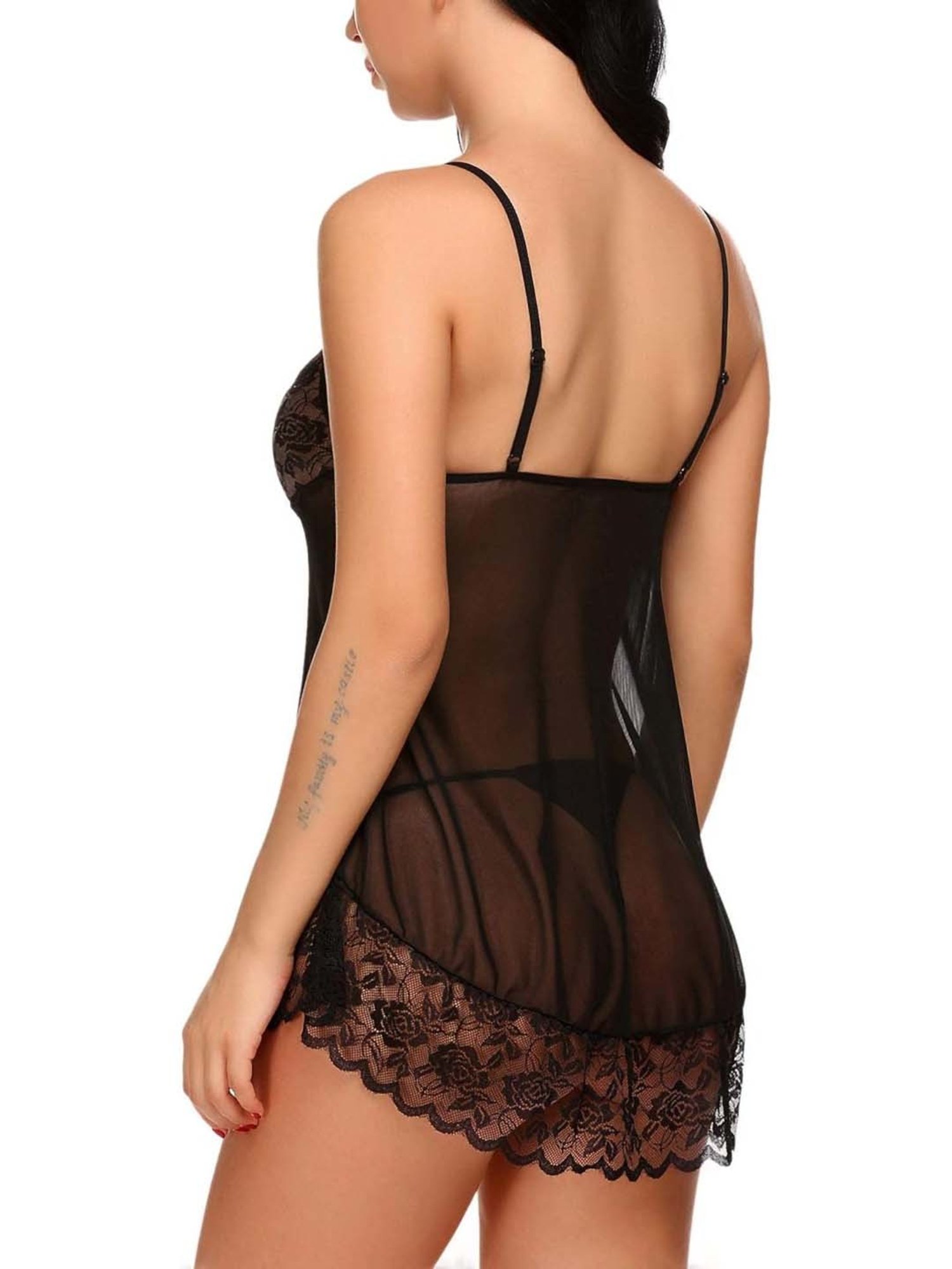 AROUSY Black & Blue Self Pattern Baby Dolls - Pack Of 2