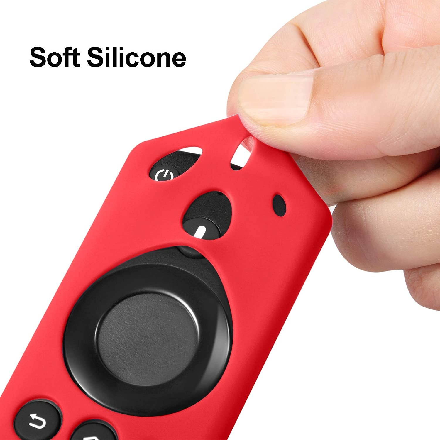 2Pack Remote Case Cover for Fir TV Stick 4K / Fir TV Cube/Fir TV (3rd Gen), SYMOTOP Anti Slip Silicone Remote Case Compatible with All-New 2nd Gen Alexa Voice Remote Control - Black Red