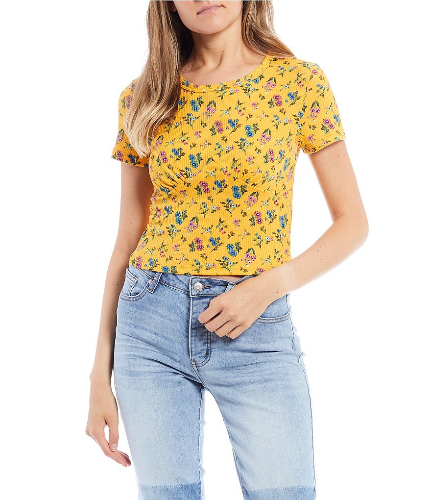 June & Hudson Short Tie Sleeve Knit Tee