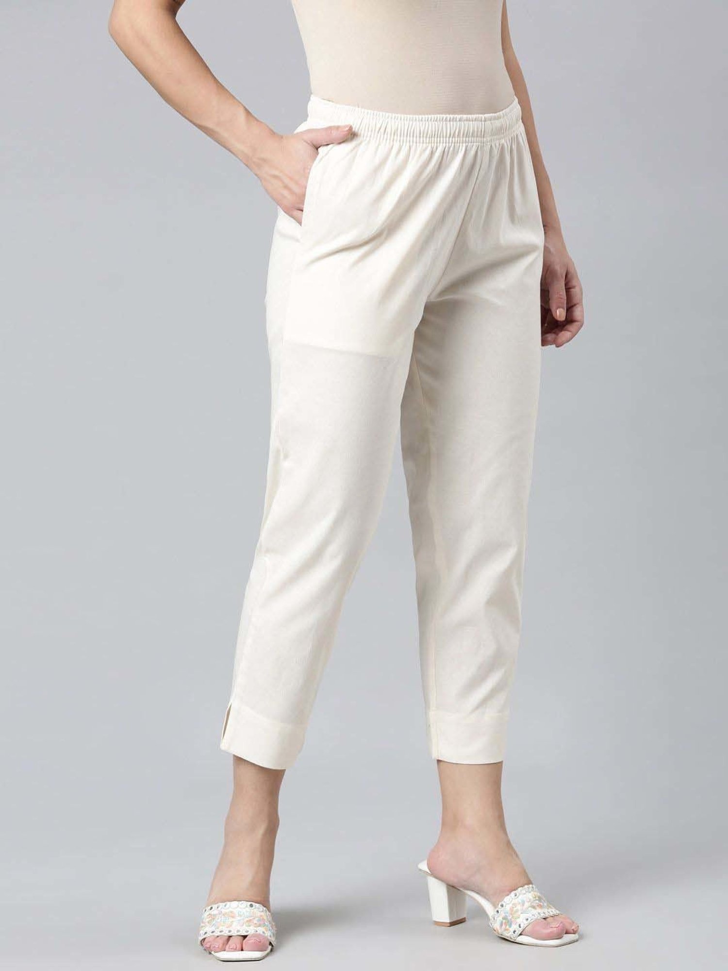 Go Colors! Cream Cotton Pants