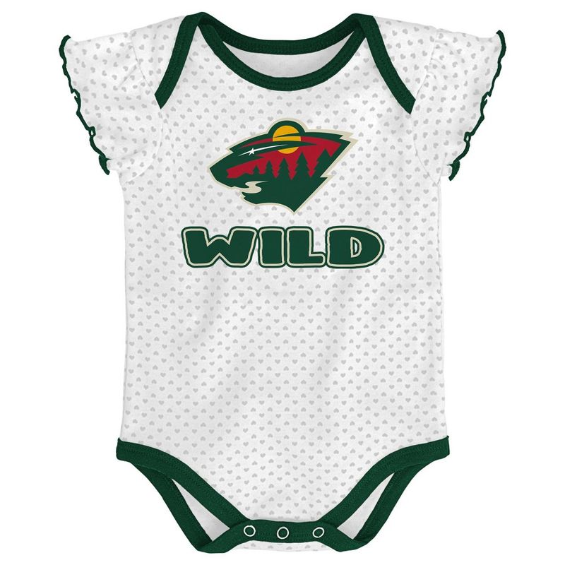 NHL Minnesota Wild Girls' Winning Goal 3pk Body Suit Set - 18M